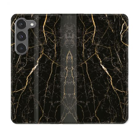 Housse Cuir Portefeuille Pour Samsung Galaxy A56 5G Texture Marbre Noir