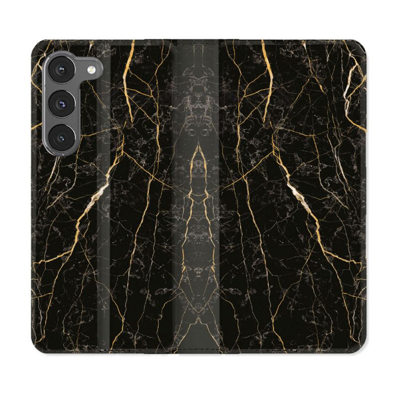 Housse Cuir Portefeuille Pour Samsung Galaxy A56 5G Texture Marbre Noir