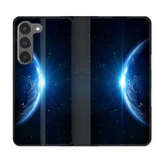 Housse Cuir Portefeuille Pour Samsung Galaxy A56 5G Univers Planete Terre