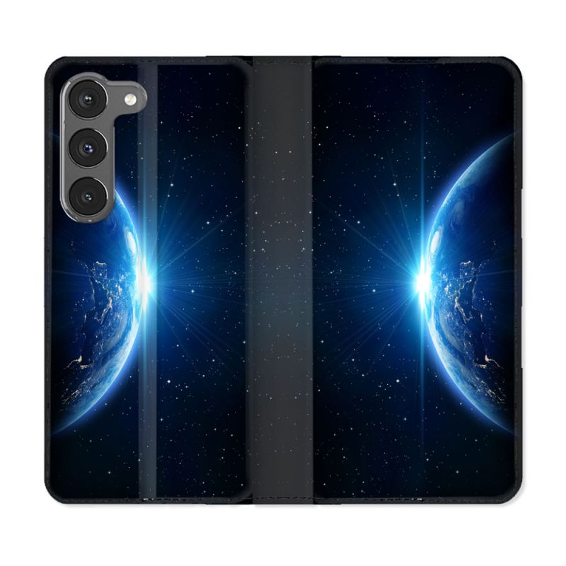 Housse Cuir Portefeuille Pour Samsung Galaxy A56 5G Univers Planete Terre