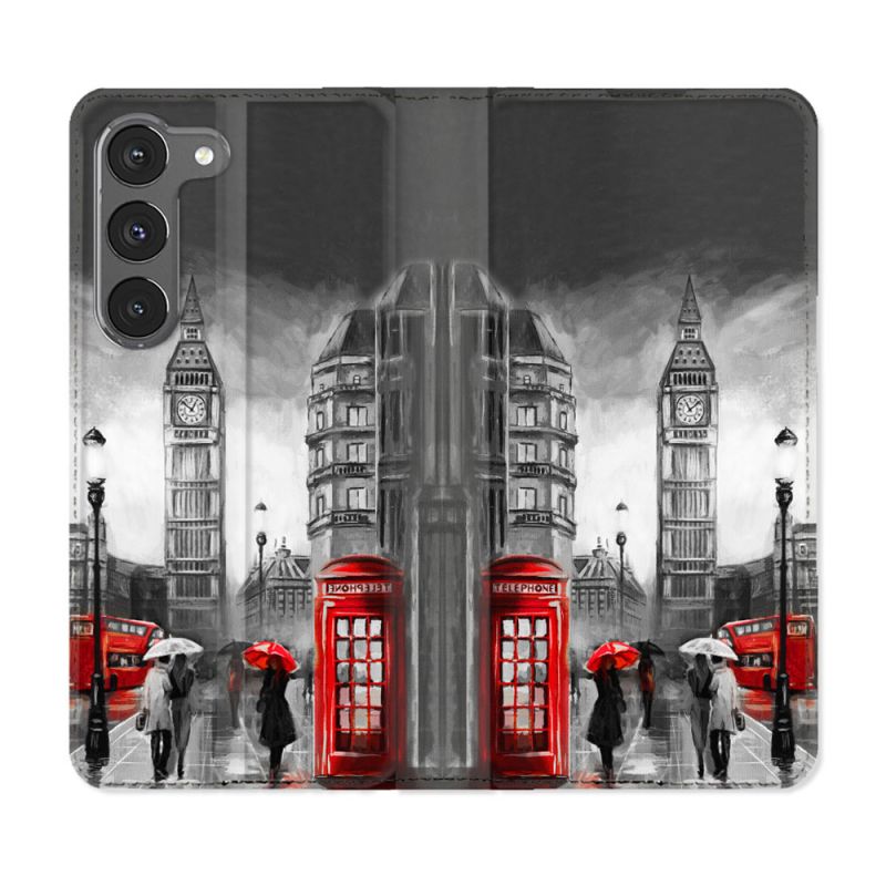 Housse Cuir Portefeuille Pour Samsung Galaxy A56 5G Voyage Angleterre Londres Vintage