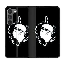 Housse Cuir Portefeuille Pour Samsung Galaxy A56 5G Voyage Corse Noir