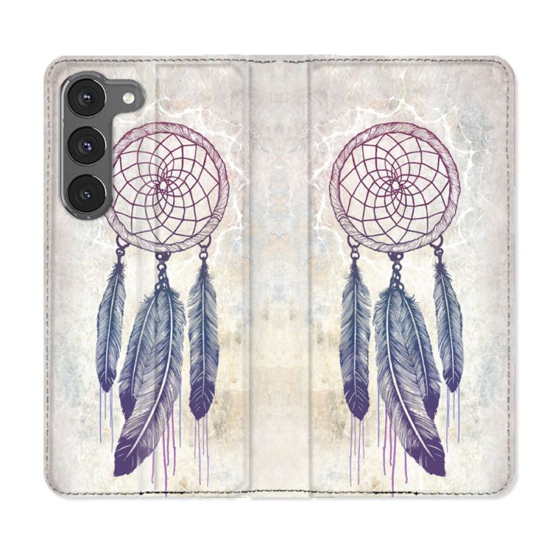Housse Cuir Portefeuille Pour Samsung Galaxy A56 5G Zen Attrape Reve Blanc