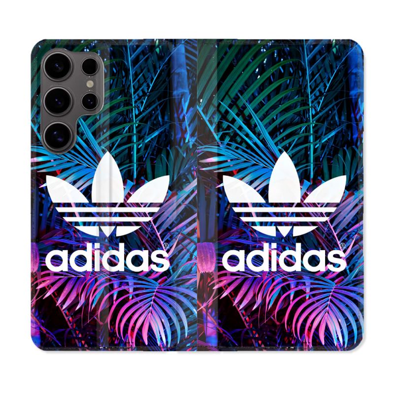 Housse Cuir Portefeuille Pour Samsung Galaxy S25 Adidas Palmier