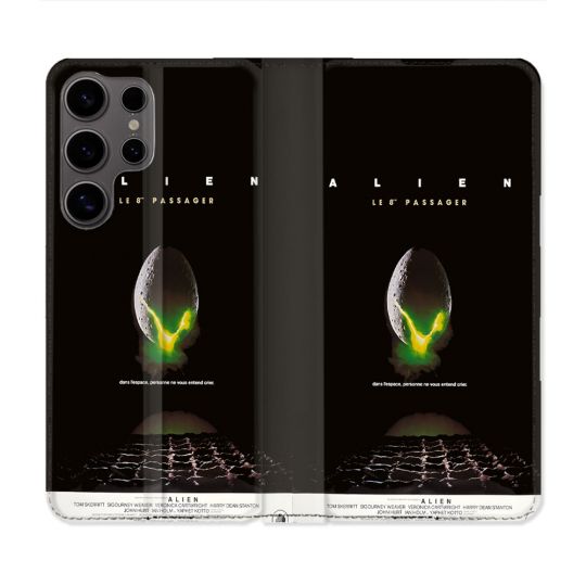Housse Cuir Portefeuille Pour Samsung Galaxy S25 Alien Affiche