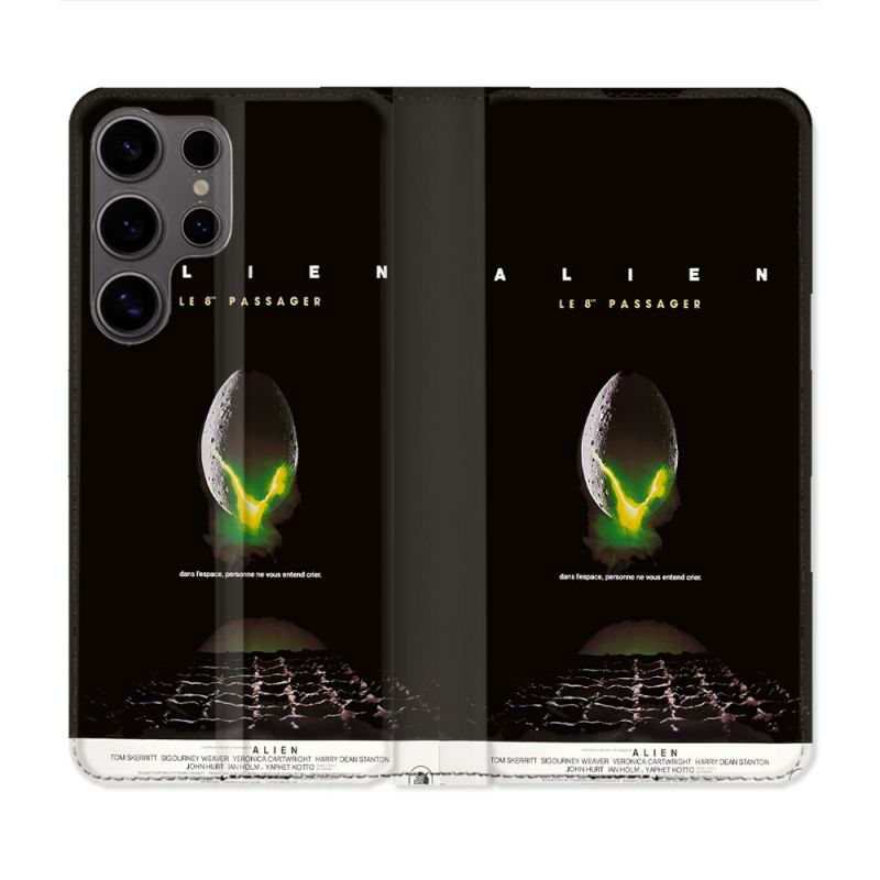 Housse Cuir Portefeuille Pour Samsung Galaxy S25 Alien Affiche