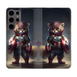 Housse Cuir Portefeuille Pour Samsung Galaxy S25 Animal Chat America