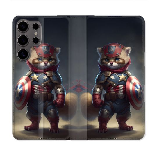 Housse Cuir Portefeuille Pour Samsung Galaxy S25 Animal Chat America