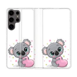 Housse Cuir Portefeuille Pour Samsung Galaxy S25 Animal Koala Cœur