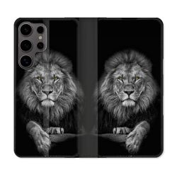 Housse Cuir Portefeuille Pour Samsung Galaxy S25 Animal Lion Majestueux