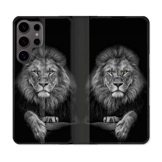 Housse Cuir Portefeuille Pour Samsung Galaxy S25 Animal Lion Majestueux