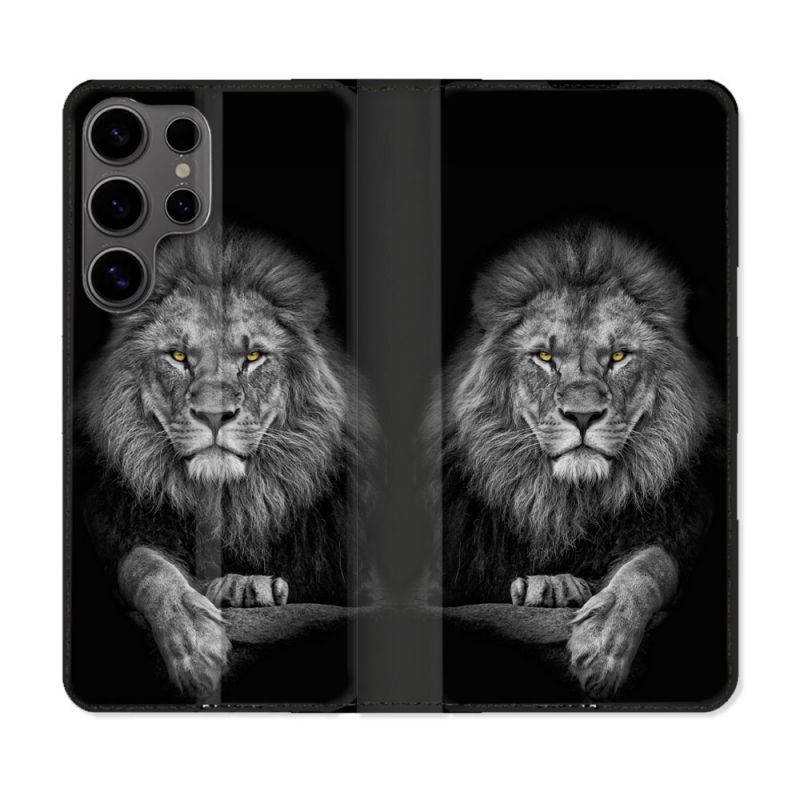 Housse Cuir Portefeuille Pour Samsung Galaxy S25 Animal Lion Majestueux