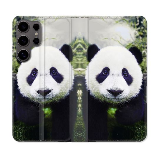 Housse Cuir Portefeuille Pour Samsung Galaxy S25 Animal Panda Color
