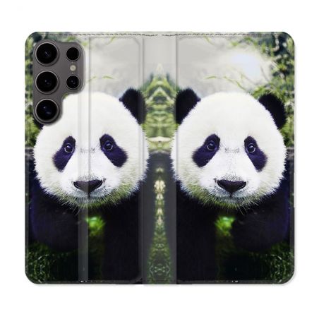 Housse Cuir Portefeuille Pour Samsung Galaxy S25 Animal Panda Color