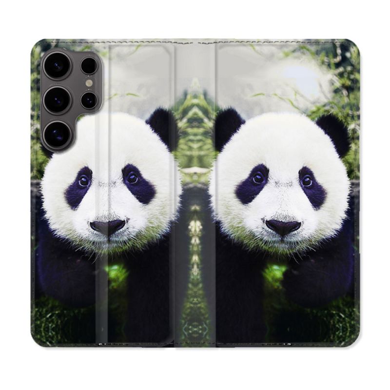 Housse Cuir Portefeuille Pour Samsung Galaxy S25 Animal Panda Color