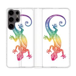 Housse Cuir Portefeuille Pour Samsung Galaxy S25 Animal Salamandre Color