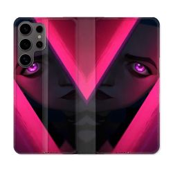 Housse Cuir Portefeuille Pour Samsung Galaxy S25 Arcane Jinx Rose
