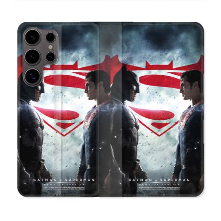 Housse Cuir Portefeuille Pour Samsung Galaxy S25 Batman VS Superman