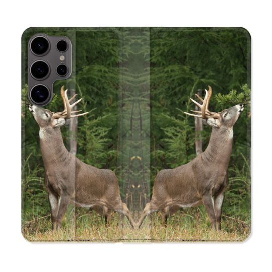 Housse Cuir Portefeuille Pour Samsung Galaxy S25 Chasse Cerf