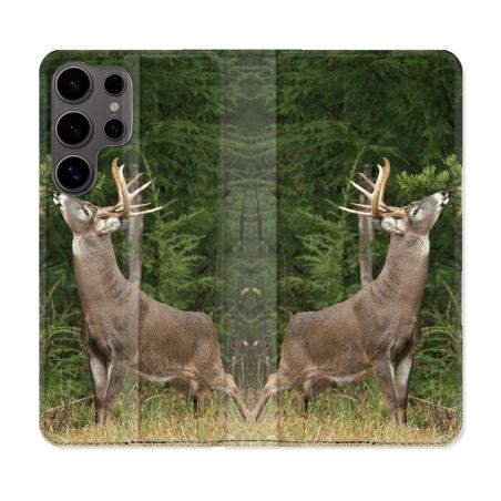 Housse Cuir Portefeuille Pour Samsung Galaxy S25 Chasse Cerf