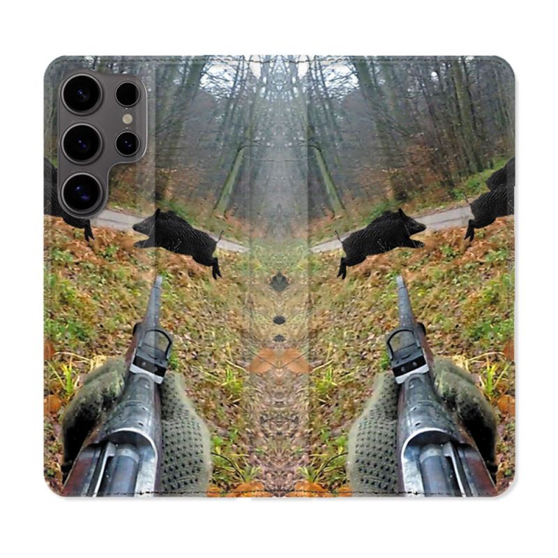 Housse Cuir Portefeuille Pour Samsung Galaxy S25 Chasse Vision Tir