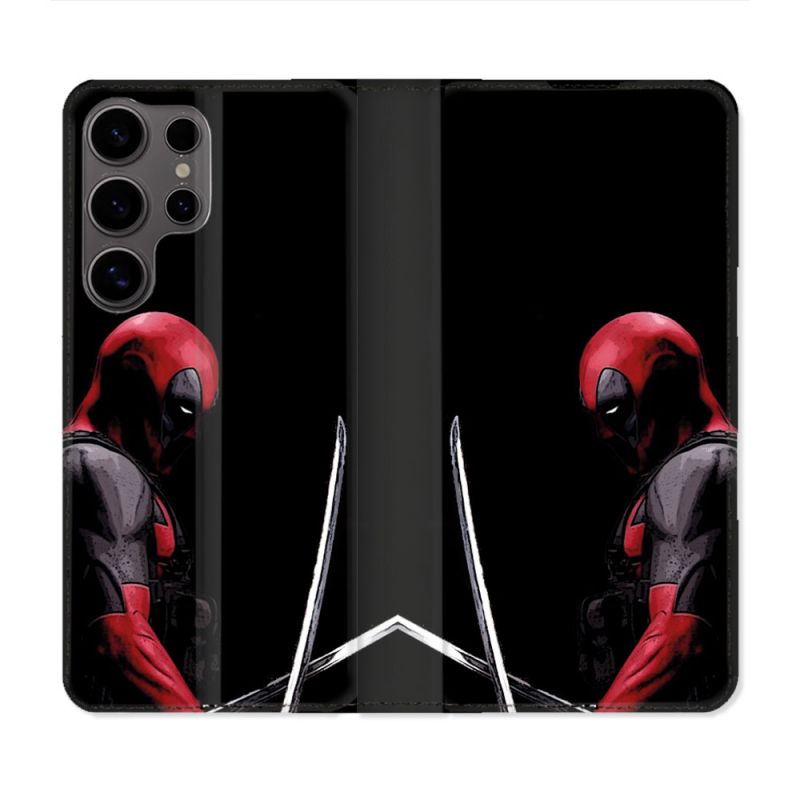 Housse Cuir Portefeuille Pour Samsung Galaxy S25 Deadpool Epee