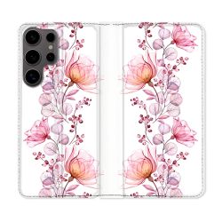 Housse Cuir Portefeuille Pour Samsung Galaxy S25 Fleur Eclosion