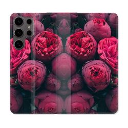 Housse Cuir Portefeuille Pour Samsung Galaxy S25 Fleur Pivoine