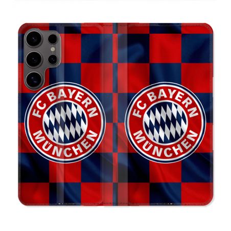 Housse Cuir Portefeuille Pour Samsung Galaxy S25 Foot Bayern Munich Carreaux