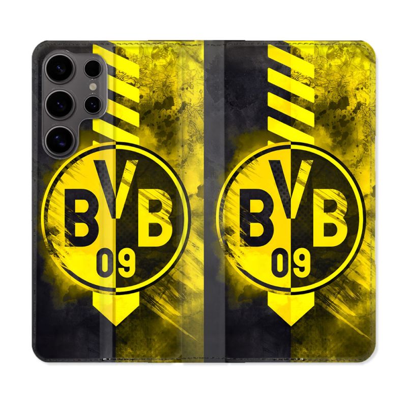 Housse Cuir Portefeuille Pour Samsung Galaxy S25 Foot Dortmund