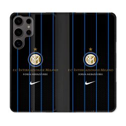 Housse Cuir Portefeuille Pour Samsung Galaxy S25 Foot Inter Milan