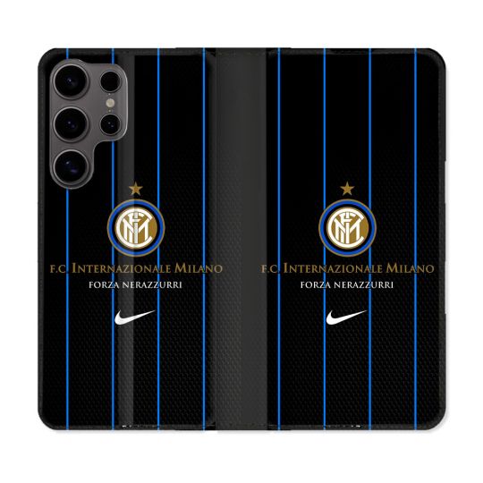 Housse Cuir Portefeuille Pour Samsung Galaxy S25 Foot Inter Milan