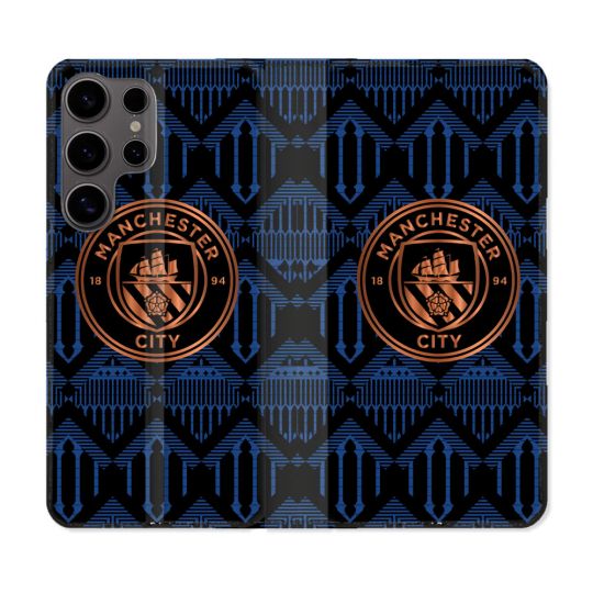 Housse Cuir Portefeuille Pour Samsung Galaxy S25 Foot Manchester City