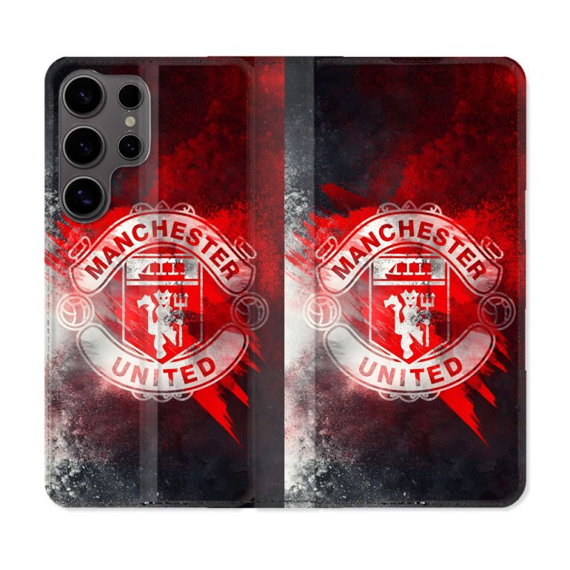 Housse Cuir Portefeuille Pour Samsung Galaxy S25 Foot Manchester United