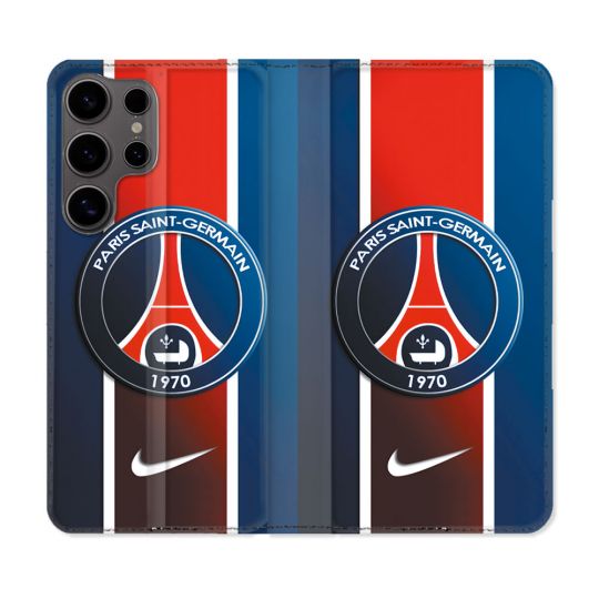 Housse Cuir Portefeuille Pour Samsung Galaxy S25 Foot PSG 1970