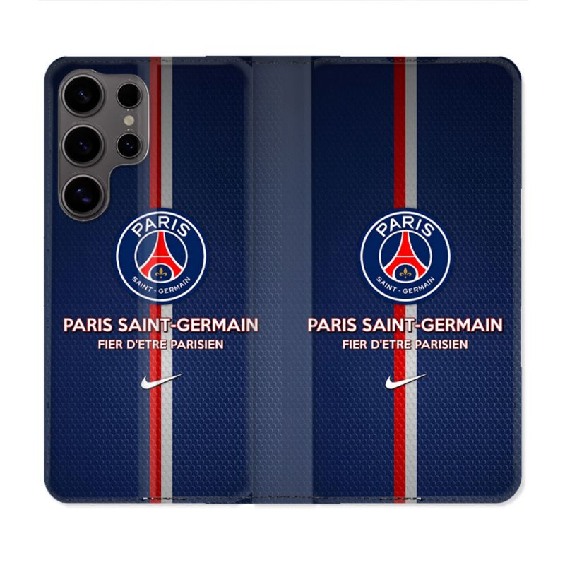 Housse Cuir Portefeuille Pour Samsung Galaxy S25 Foot PSG Fier