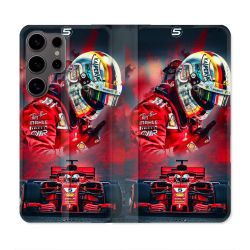 Housse Cuir Portefeuille Pour Samsung Galaxy S25 Formule 1 F1 Ferrari