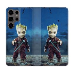 Housse Cuir Portefeuille Pour Samsung Galaxy S25 Groot Bleu