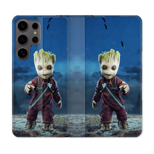 Housse Cuir Portefeuille Pour Samsung Galaxy S25 Groot Bleu