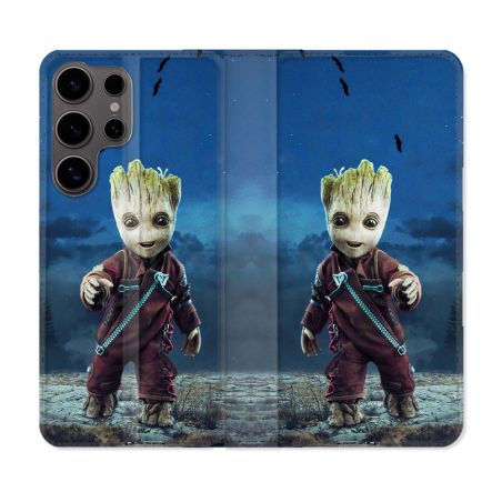 Housse Cuir Portefeuille Pour Samsung Galaxy S25 Groot Bleu