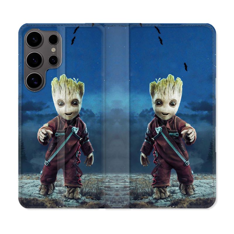 Housse Cuir Portefeuille Pour Samsung Galaxy S25 Groot Bleu
