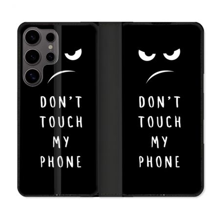 Housse Cuir Portefeuille Pour Samsung Galaxy S25 Humour Don't Touch