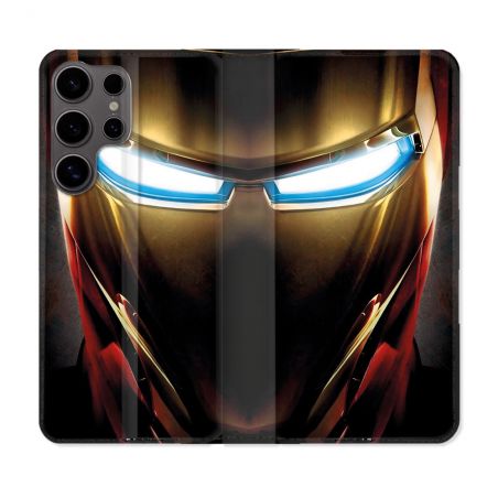 Housse Cuir Portefeuille Pour Samsung Galaxy S25 Iron Man Casque