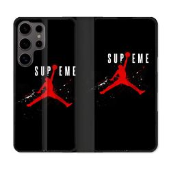 Housse Cuir Portefeuille Pour Samsung Galaxy S25 Jordan Supreme Noir