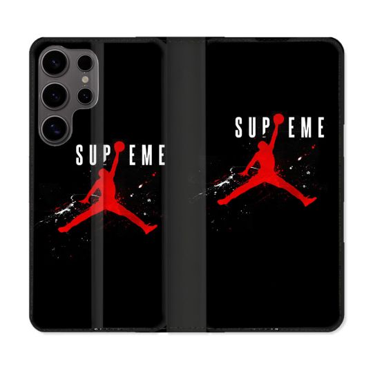 Housse Cuir Portefeuille Pour Samsung Galaxy S25 Jordan Supreme Noir