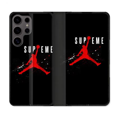 Housse Cuir Portefeuille Pour Samsung Galaxy S25 Jordan Supreme Noir