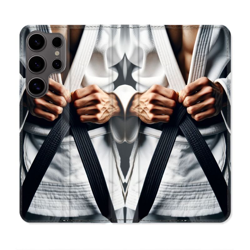 Housse Cuir Portefeuille Pour Samsung Galaxy S25 Kimono Ceinture