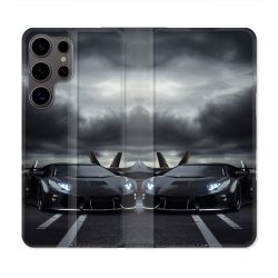 Housse Cuir Portefeuille Pour Samsung Galaxy S25 Lamborghini Avion
