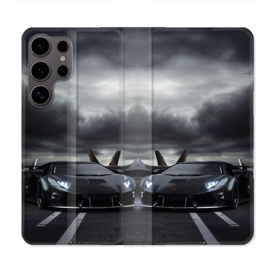 Housse Cuir Portefeuille Pour Samsung Galaxy S25 Lamborghini Avion