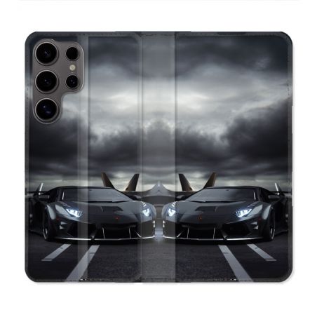 Housse Cuir Portefeuille Pour Samsung Galaxy S25 Lamborghini Avion